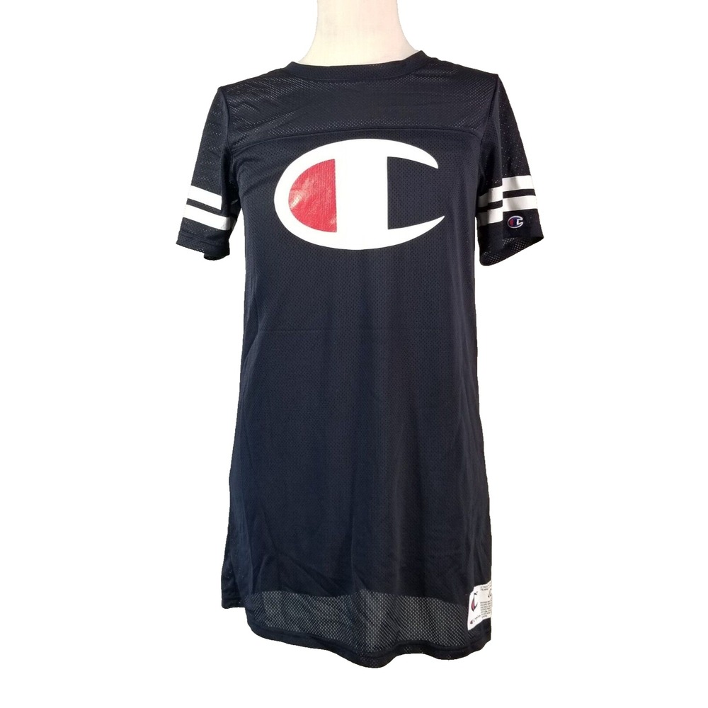 Champion Jersey Men M Blue Dual Layer Big Logo Sports Mesh Activewear Shirt